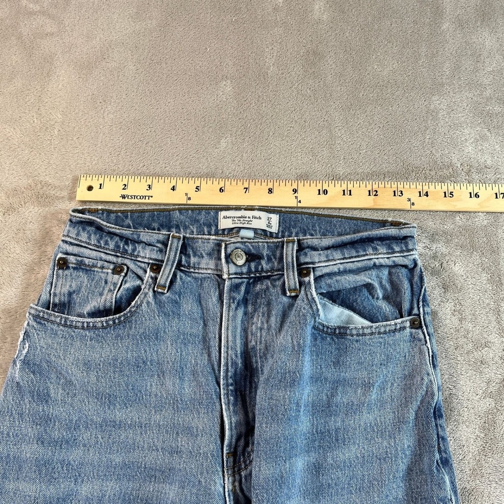 Abercrombie & Fitch The 90s Straight Jeans Women 27/4R Blue Curve Love Mom Jeans - Picture 7 of 9